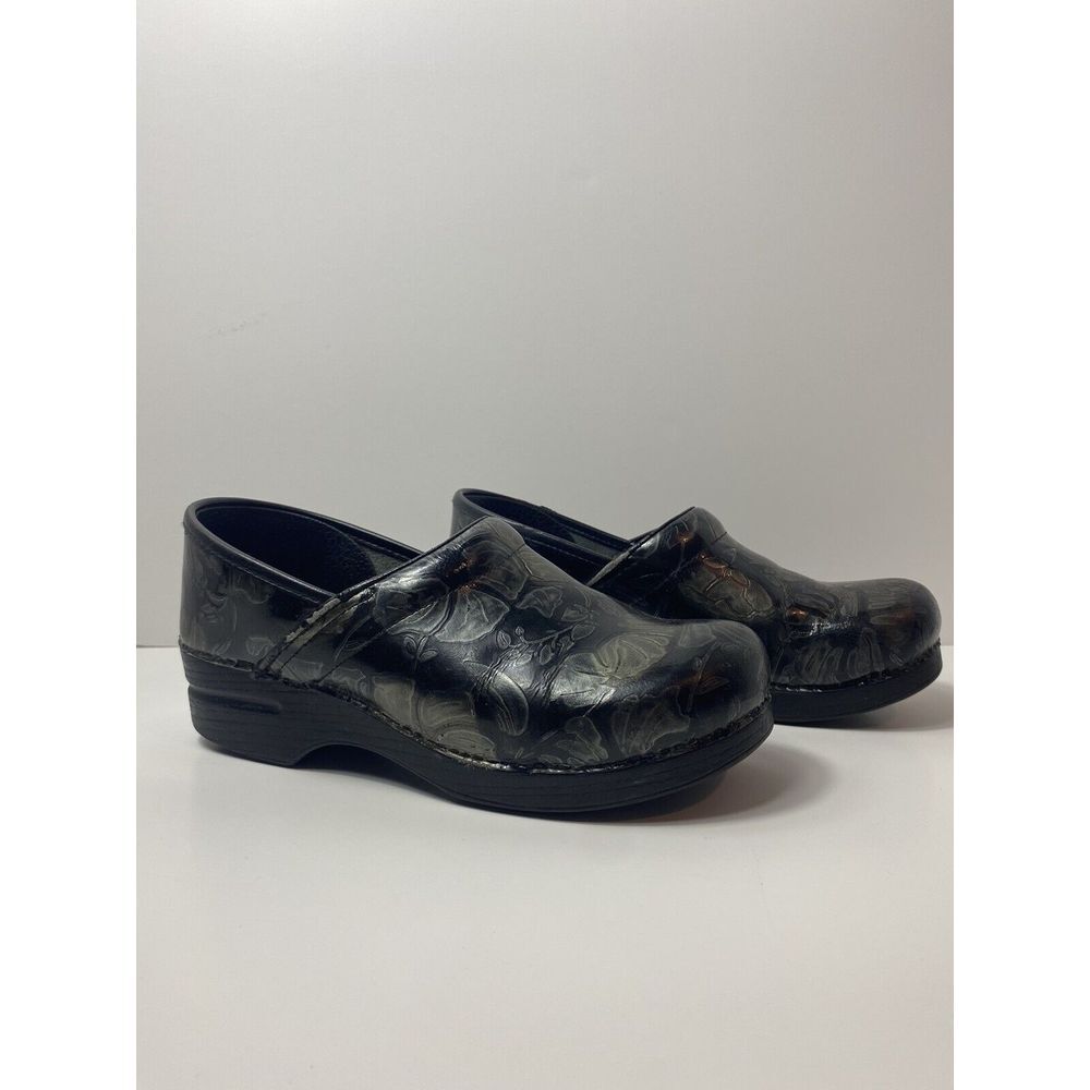 DANSKO Womens US 9.5-10 Clogs Black‎ metallic Floral Medical Nurse Comfort